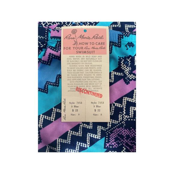 1970s NWT Rose Marie Reid Multi Color Rickrack Pattern Nylon Beach Skirt Sz S - Picture 7 of 9